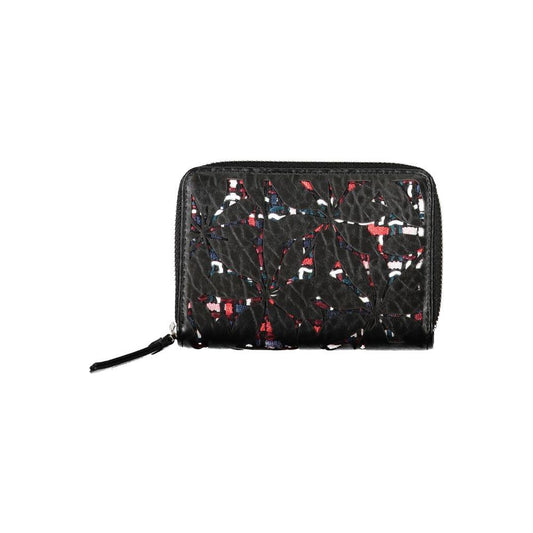 Desigual Elegant Black Zip Wallet with Contrasting Accents Desigual