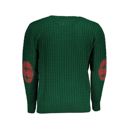 U.S. Grand Polo Twist-Knit Green Crew Neck Sweater U.S. Grand Polo