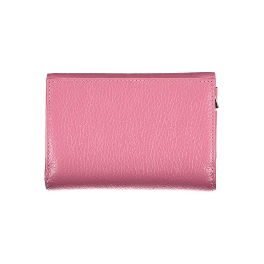 Coccinelle Elegant Pink Leather Wallet with Multiple Compartments Coccinelle