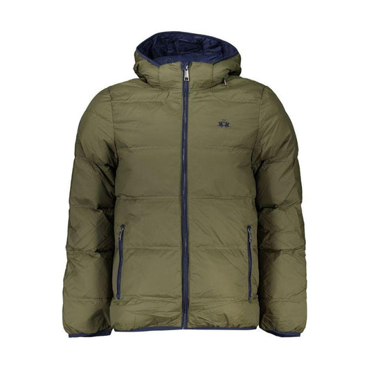 La Martina Elegant Green Hooded Jacket with Contrast Details La Martina