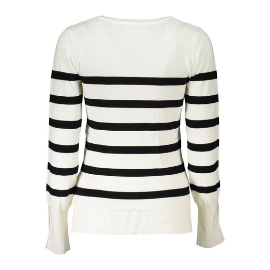 Guess Jeans Chic V-Neck Striped Sweater with Logo Embroidery Guess Jeans