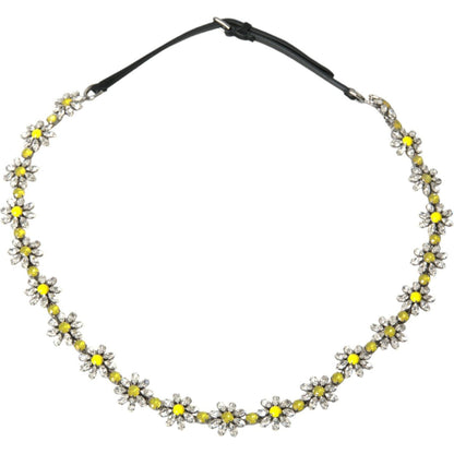 Dolce & Gabbana Black Daisy Crystal Dauphine Waist Belt