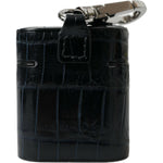 Dolce & Gabbana Black Crocodile Leather Silver Metal Logo Airpods Case