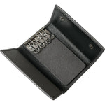 Dolce & Gabbana Gray Leather Silver Metal Logo Plaque Trifold Keyring