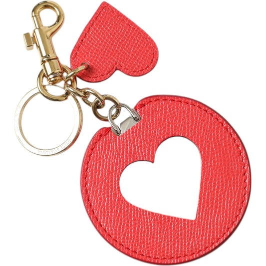 Dolce & Gabbana Elegant Red Leather Keychain with Gold Accents Dolce & Gabbana