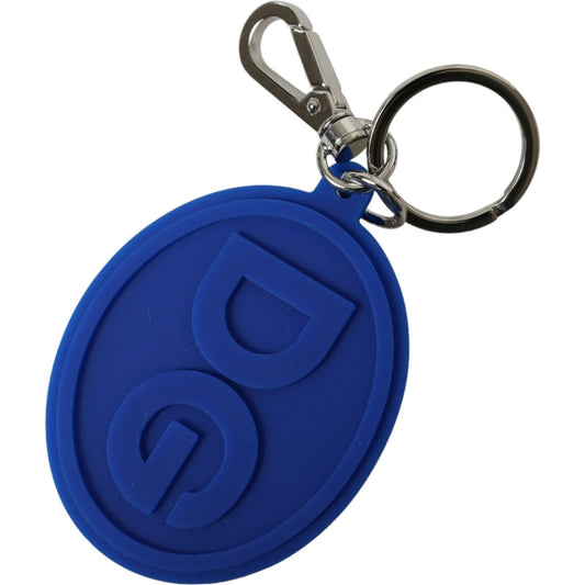 Dolce & Gabbana Elegant Blue Rubber Keychain with Brass Accents Dolce & Gabbana