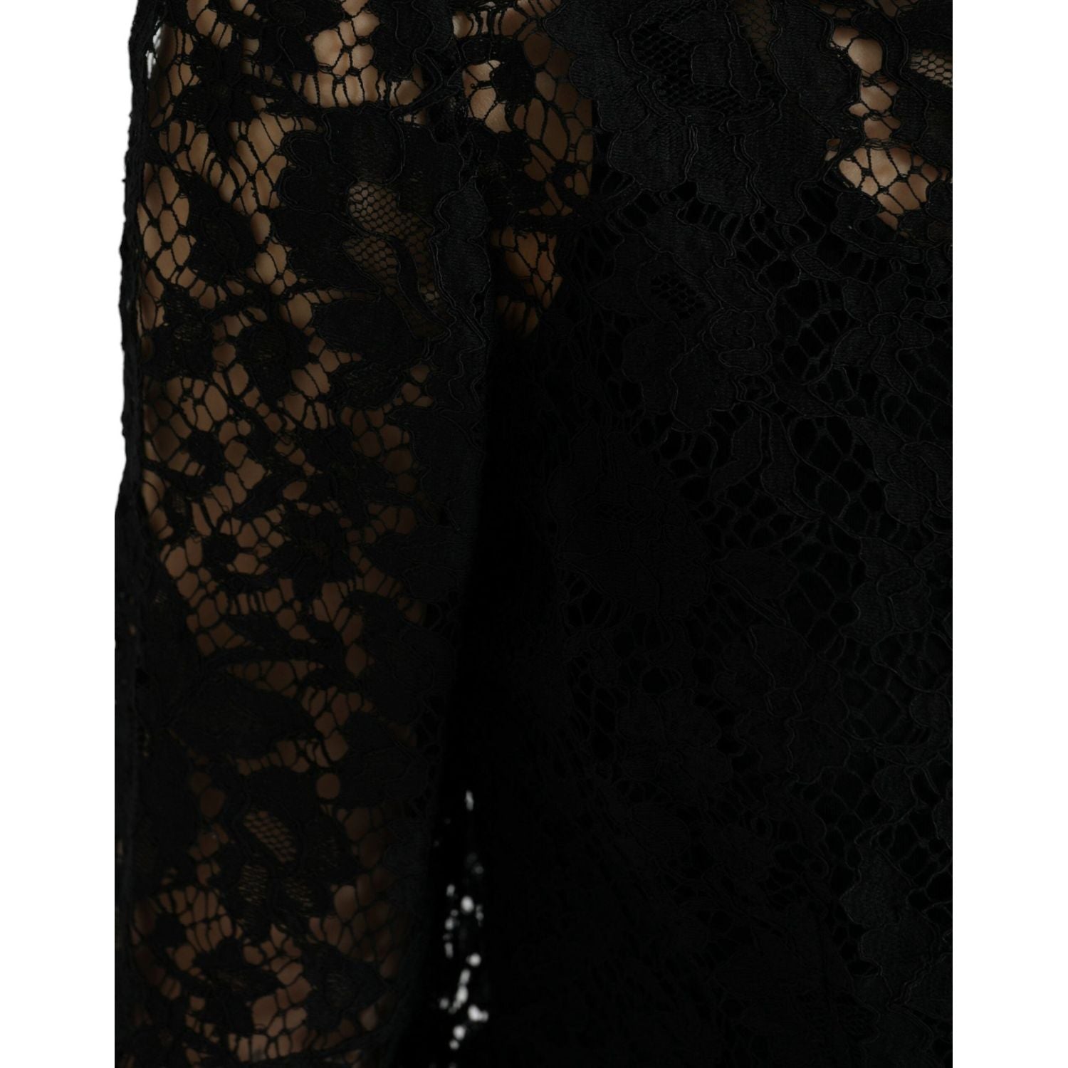 Dolce & Gabbana Black Floral Lace Long Sleeves Blouse Top
