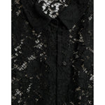 Dolce & Gabbana Black Floral Lace Long Sleeves Blouse Top