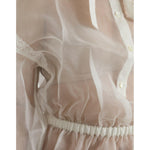 Dolce & Gabbana White Silk Long Sleeves Ascot Collar Top