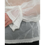 Dolce & Gabbana White Silk Long Sleeves Ascot Collar Top