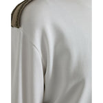 Dolce & Gabbana White Floral Cotton Crew Neck Pullover Sweater