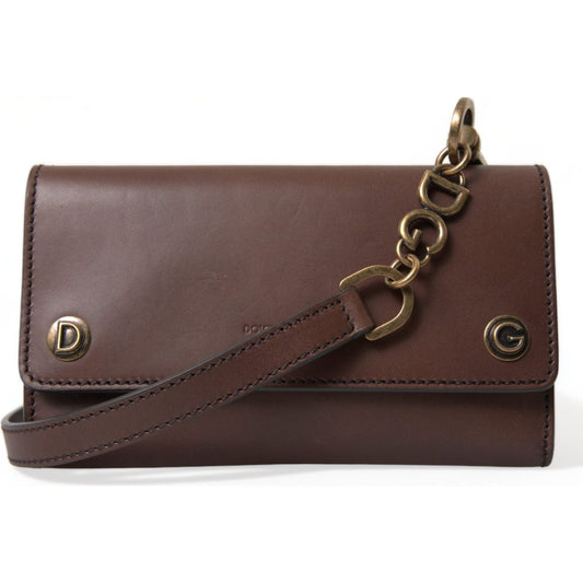 Dolce & Gabbana Elegant Leather Shoulder Bag in Rich Brown Dolce & Gabbana