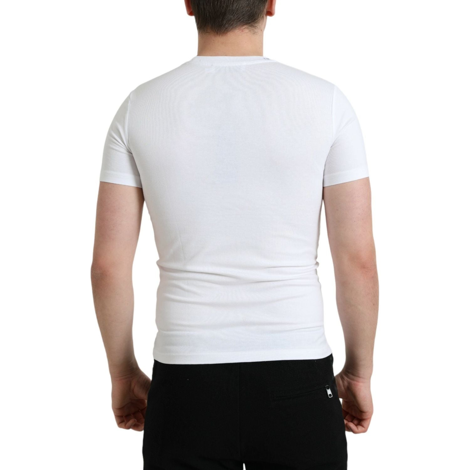 优雅白色徽标圆领 T 恤