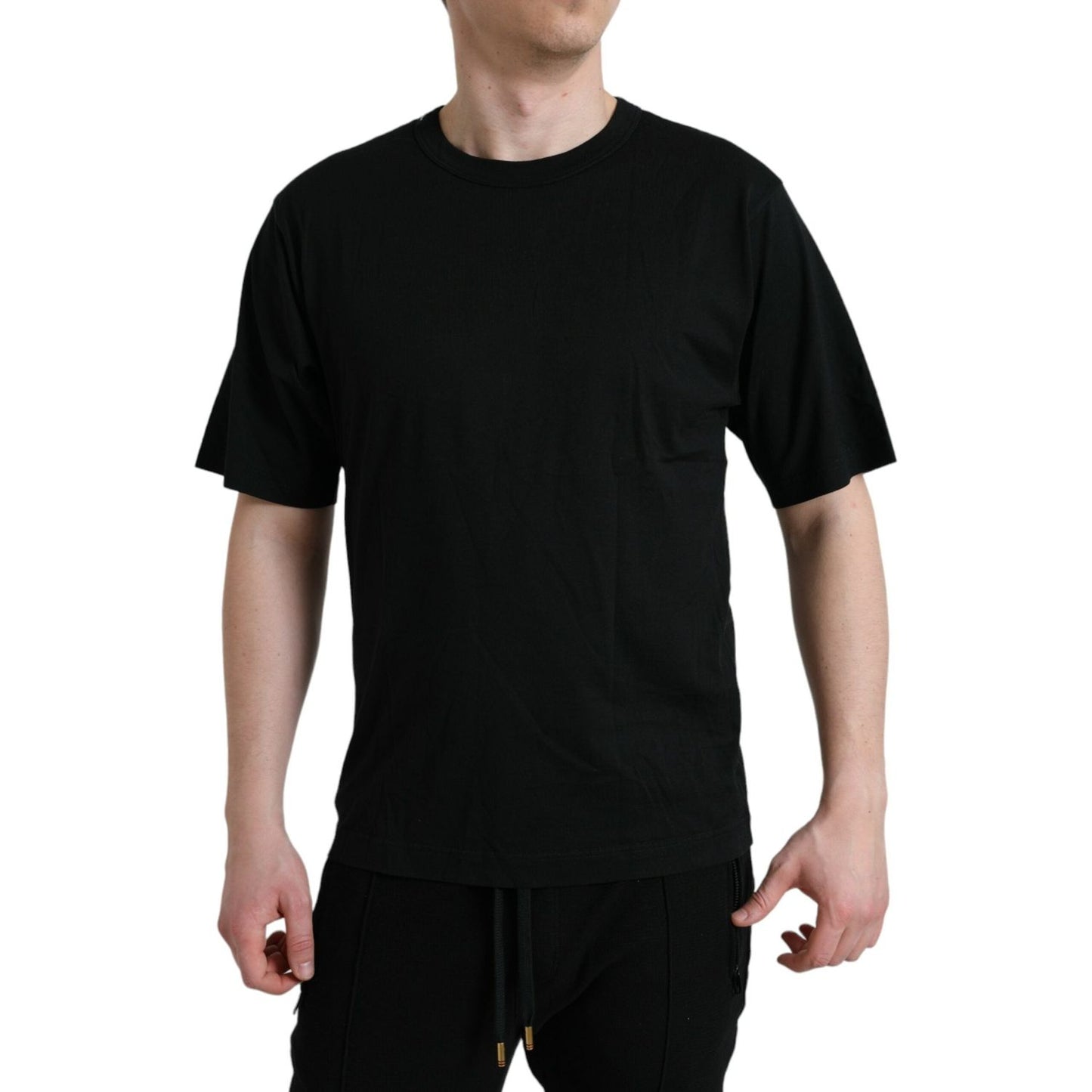 Dolce & Gabbana Black Logo Embossed Crew Neck Short Sleeves T-shirt