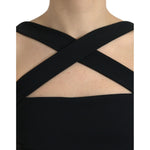 Dolce & Gabbana Black Sheath Halter Sleeveless Midi Dress