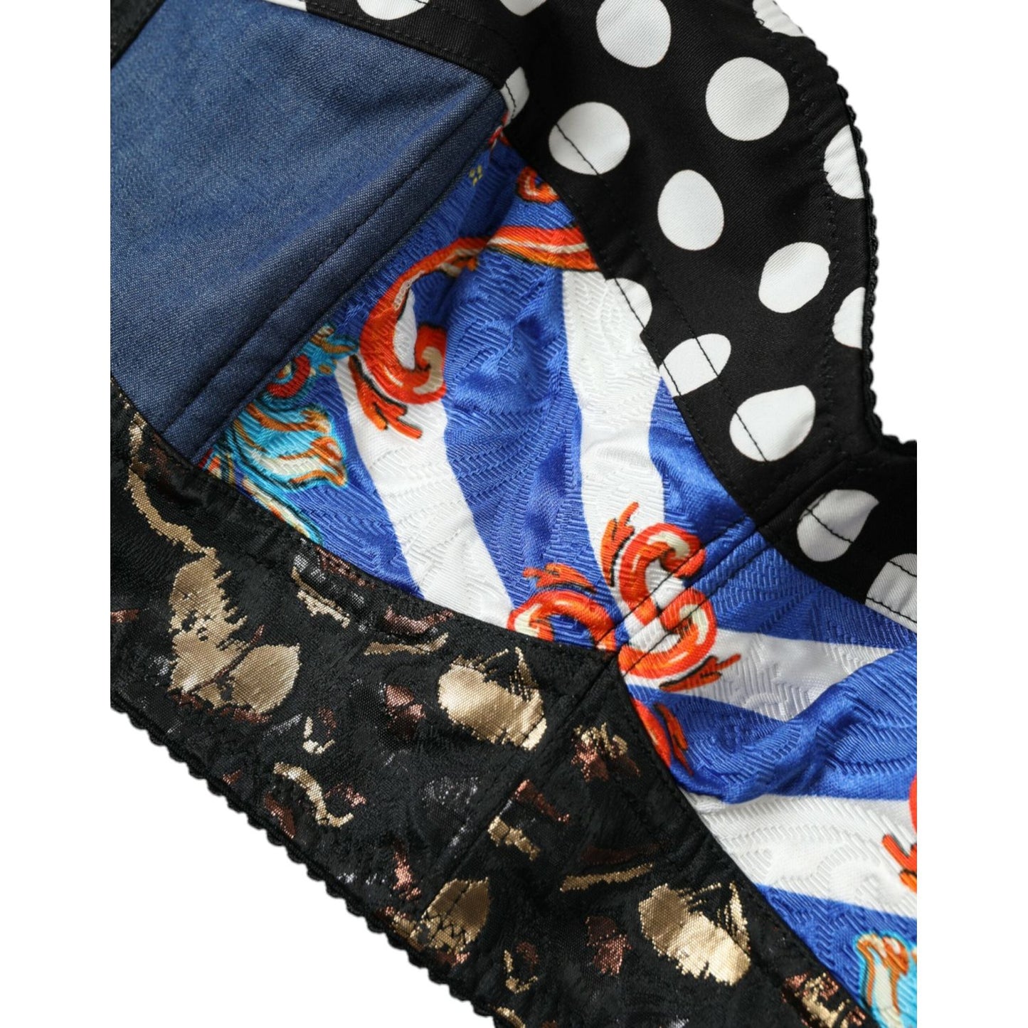 Dolce & Gabbana Multicolor Floral Patchwork Bustier Crop Top