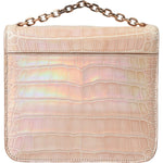 Balenciaga Beige Blue Agate Exotic Leather Gold Chain Purse Bag