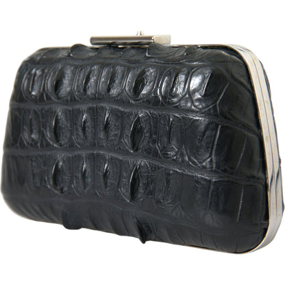 Balenciaga Black Exotic Skin Leather Shoulder Crossbody Box Clutch Bag