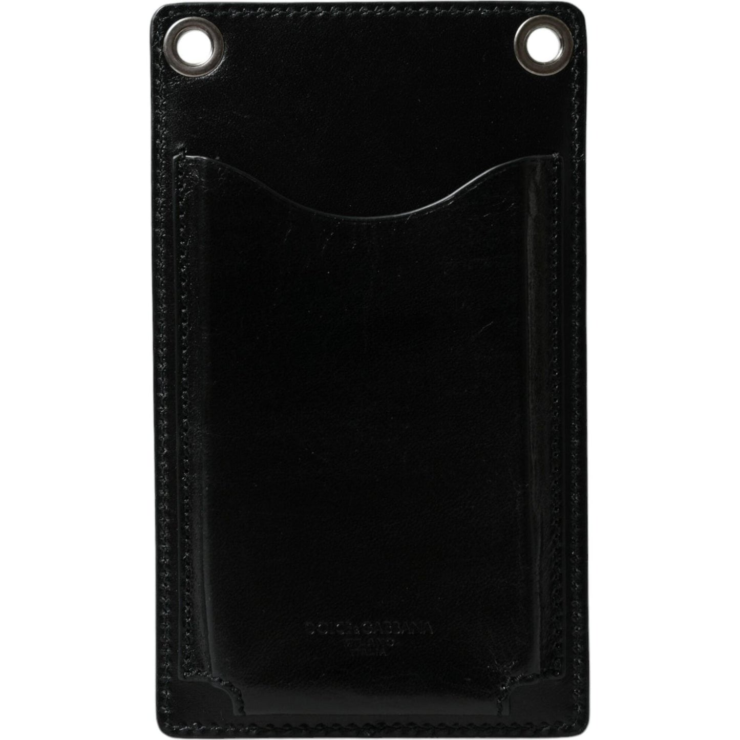 Dolce & Gabbana Wallet Black Horse Leather Zip Logo Cross Body Phone Slot