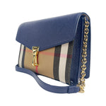 Burberry Macken Small Regency Blue House Check Leather Crossbody Bag