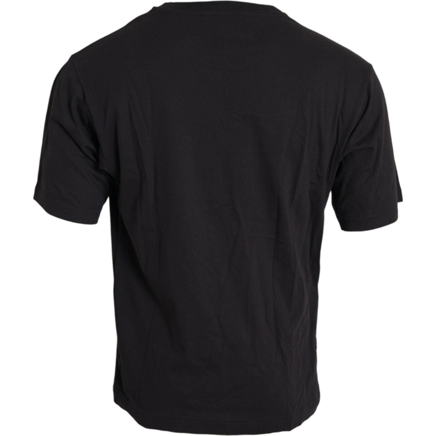 黑色印花口袋棉质圆领 T 恤