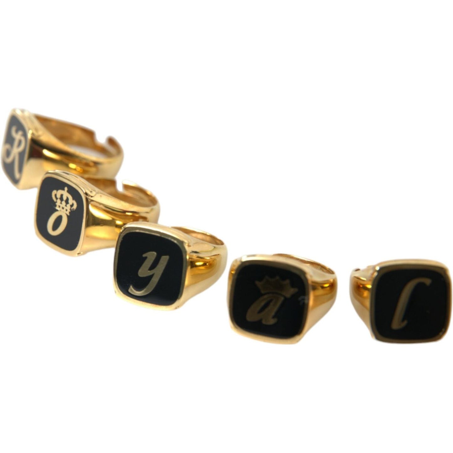 Dolce & Gabbana Gold Brass ROYAL Enamel Set of 5 Ring Dolce & Gabbana