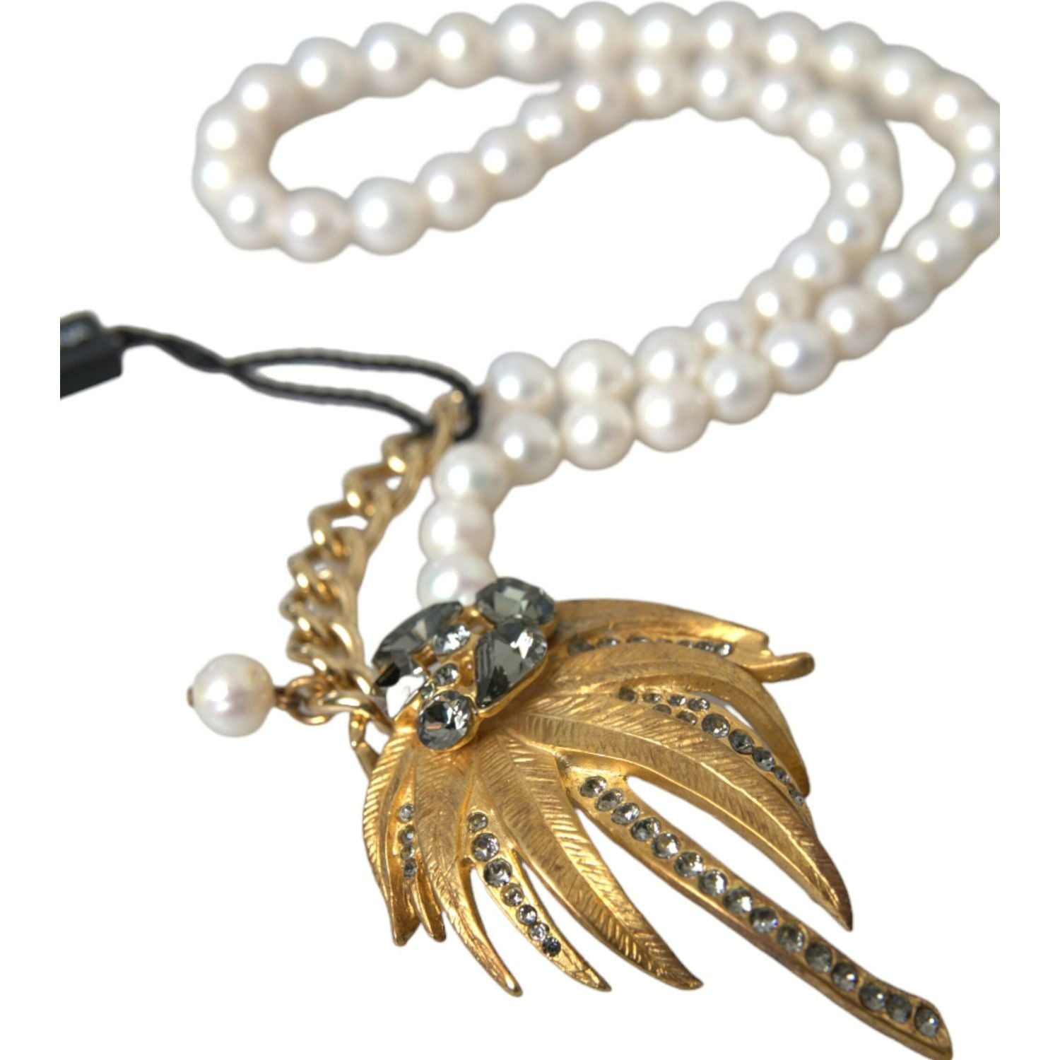 金色黄铜水晶珍珠树吊坠项链