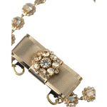 Dolce & Gabbana Gold Brass Clear Crystal Bow Chain Choker Necklace Necklace