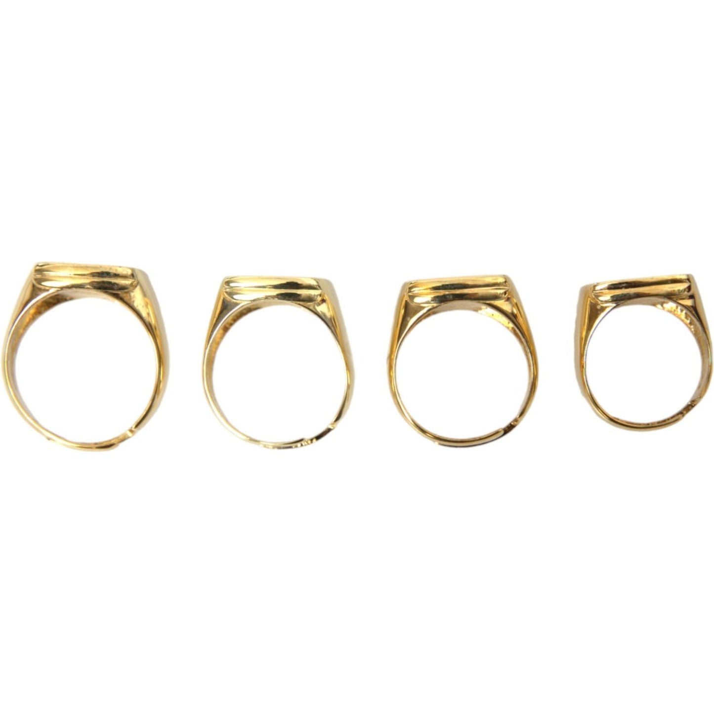 Dolce & Gabbana Gold Brass KING Enamel Set of 4 Ring Ring
