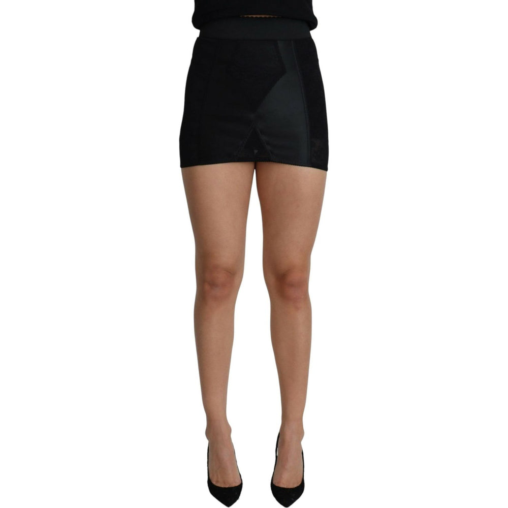 Dolce & Gabbana Black Mini Short Lace Stretch Skirt