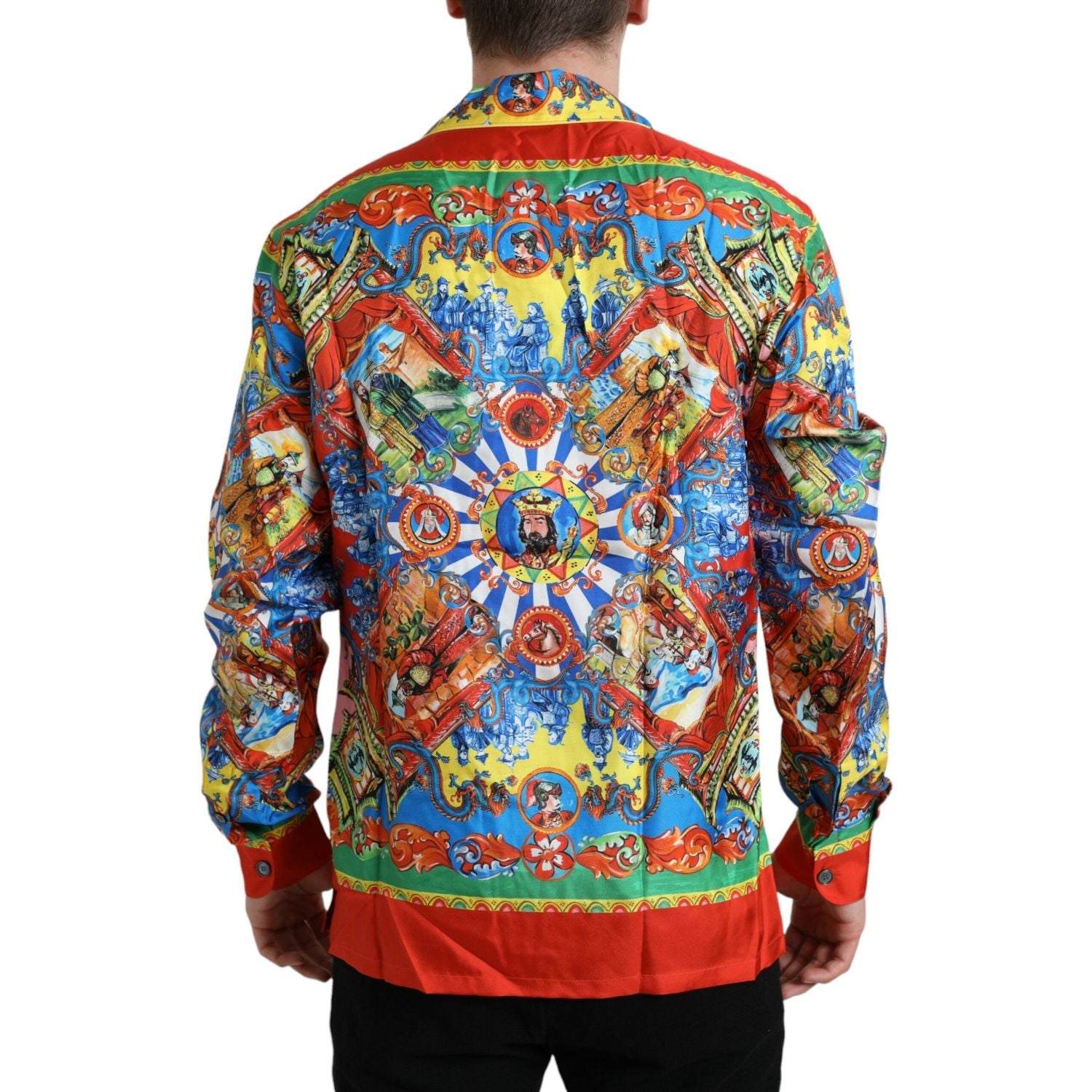 多色图案纽扣休闲衬衫