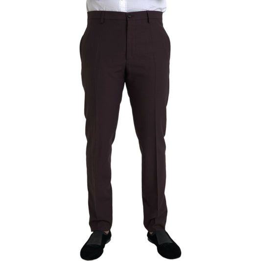 Dolce & Gabbana Dark Brown Wool Slim Fit Pants Dolce & Gabbana