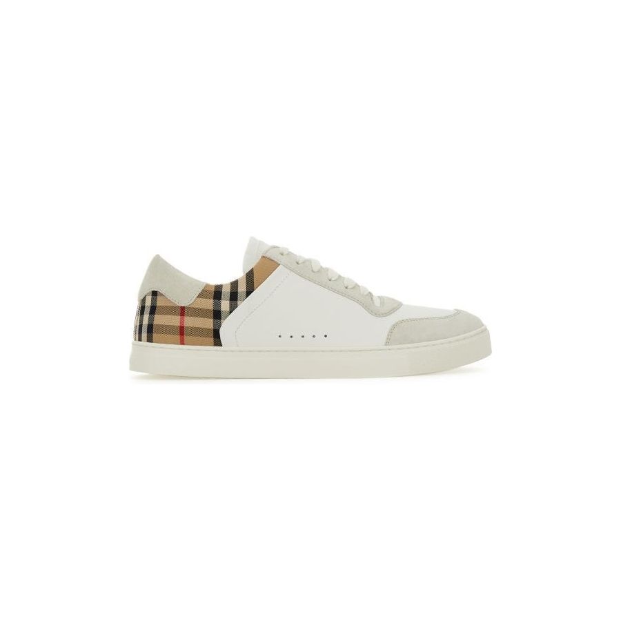 Burberry White Multicolor Calf Leather Sneakers Burberry