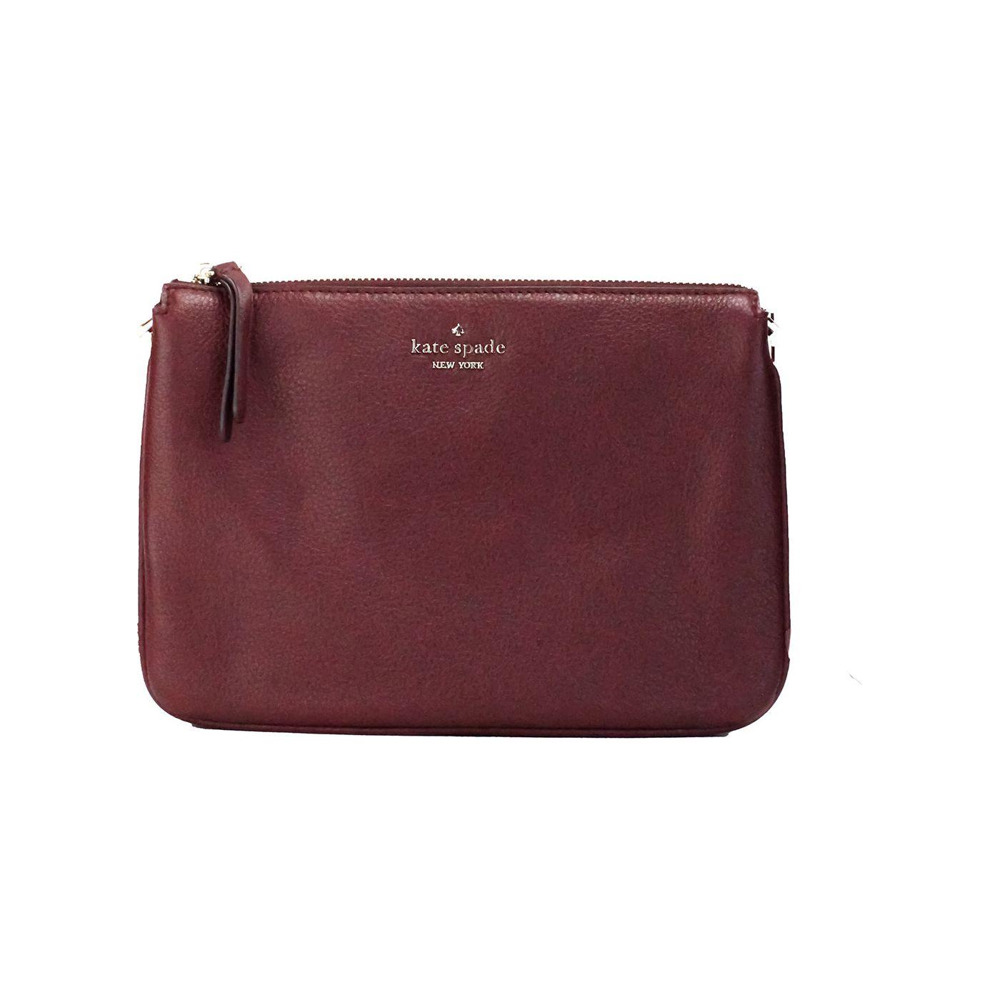 Kate Spade Jackson Cherrywood Leather Triple Gusset Crossbody Handbag Purse 99287