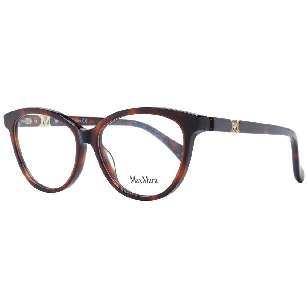 Max Mara Brown Women Glasses Frame with full-rim plastic butterfly style and demo lenses, size 54-14-140, includes branded case.