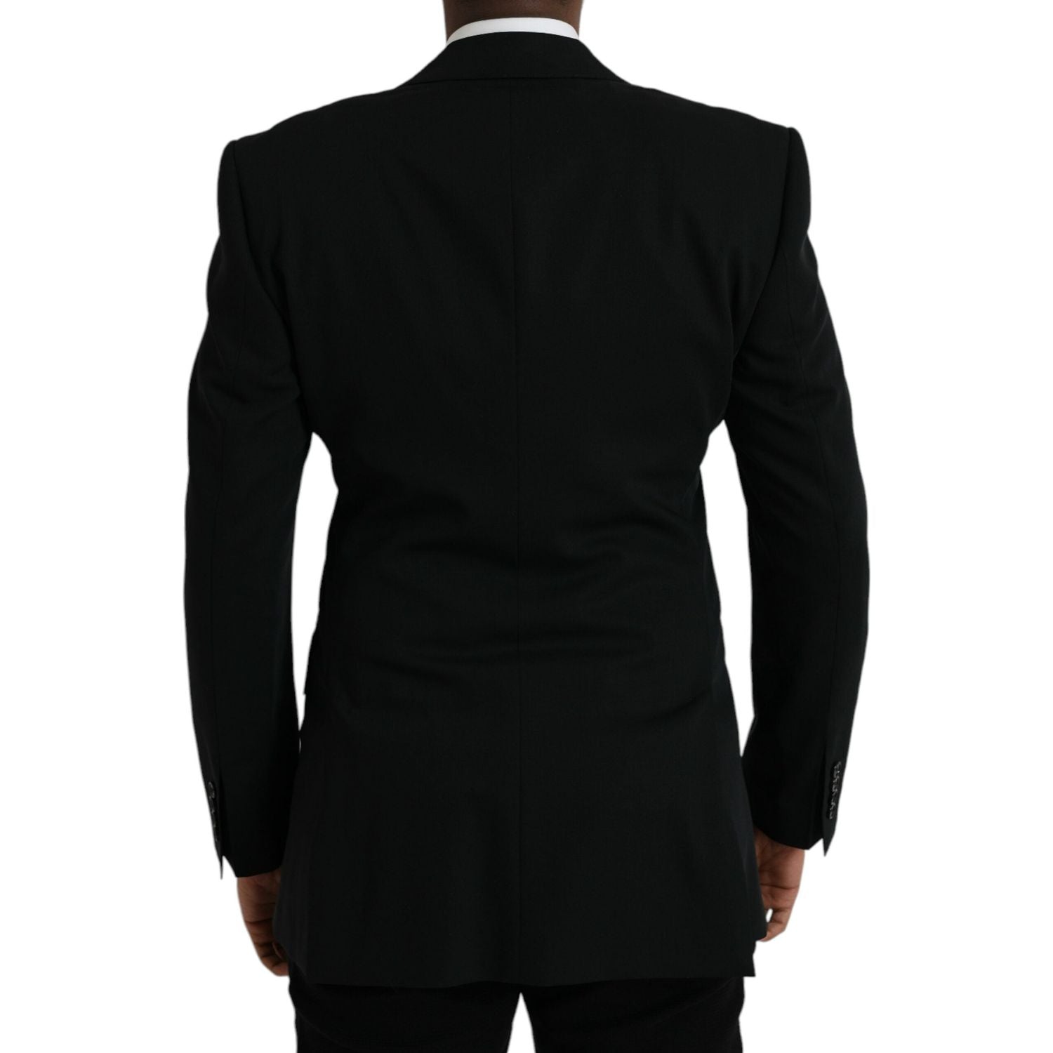 黑色羊毛单排扣大衣