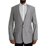 Dolce & Gabbana Gray Wool Peak Single Breasted Coat Blazer
