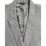 Dolce & Gabbana Gray Wool Peak Single Breasted Coat Blazer