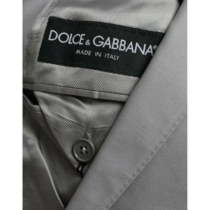 Dolce & Gabbana Gray Wool Peak Single Breasted Coat Blazer