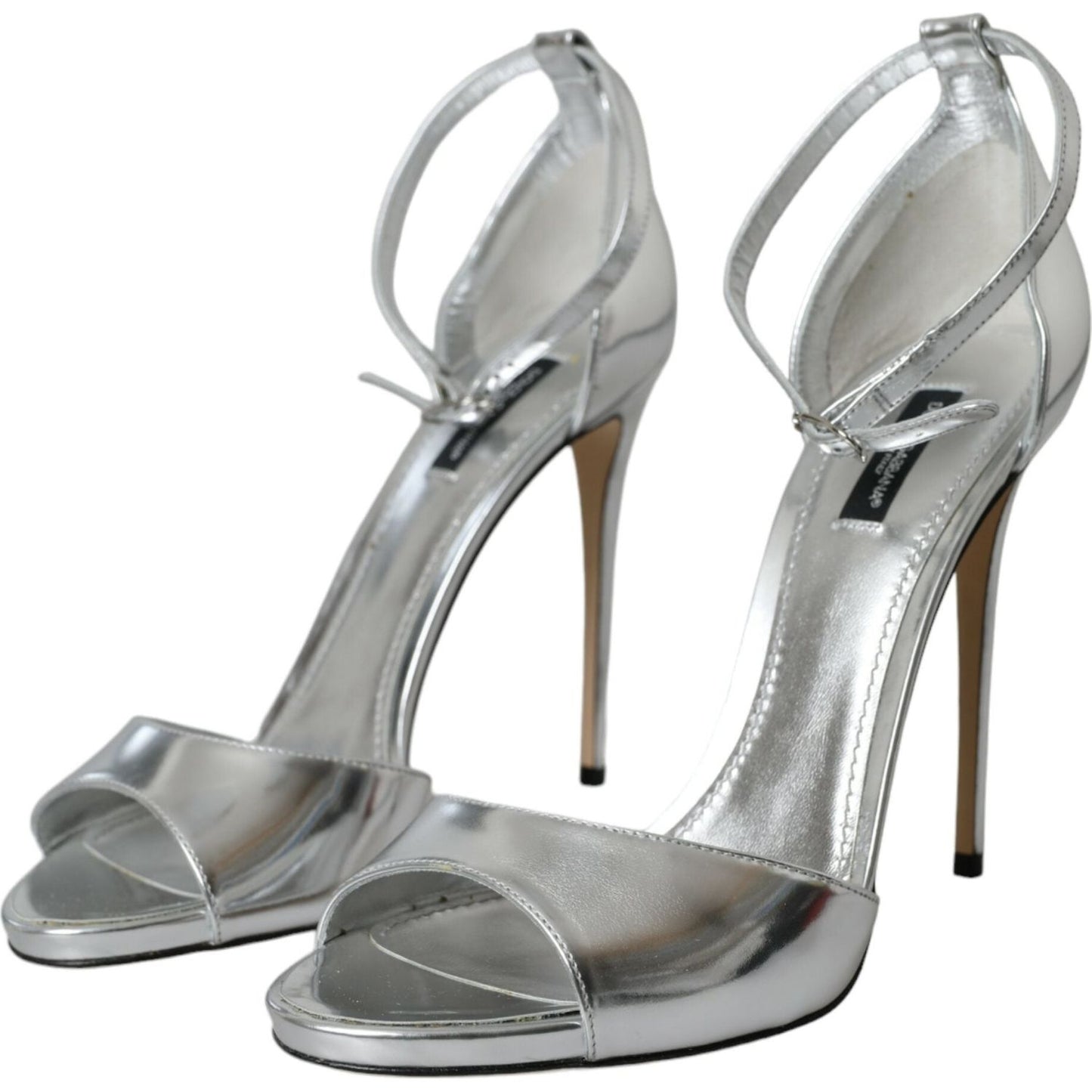 Dolce & Gabbana Silver KEIRA Leather Heels Sandals Shoes LA10711-40