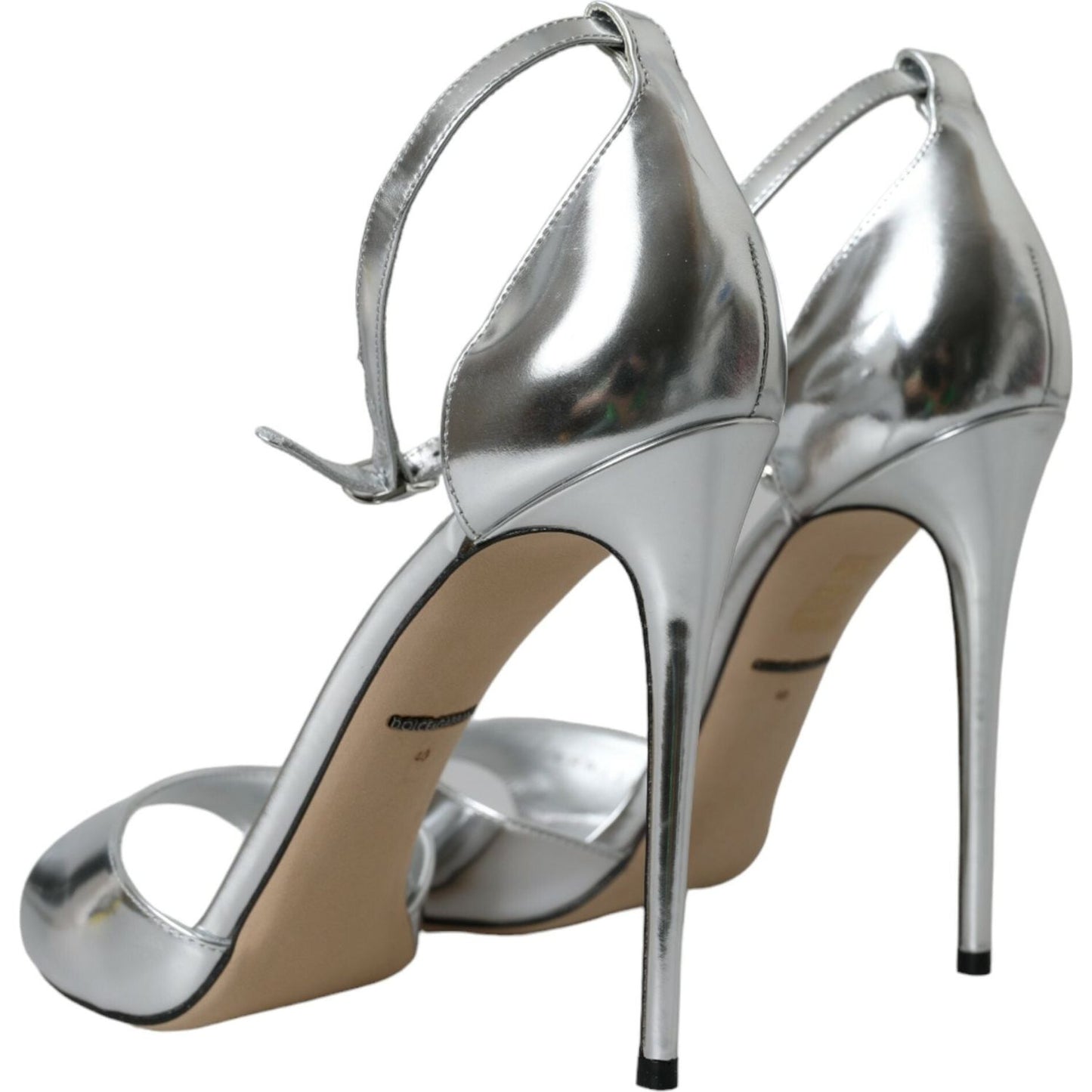 Dolce & Gabbana Silver KEIRA Leather Heels Sandals Shoes LA10711-40