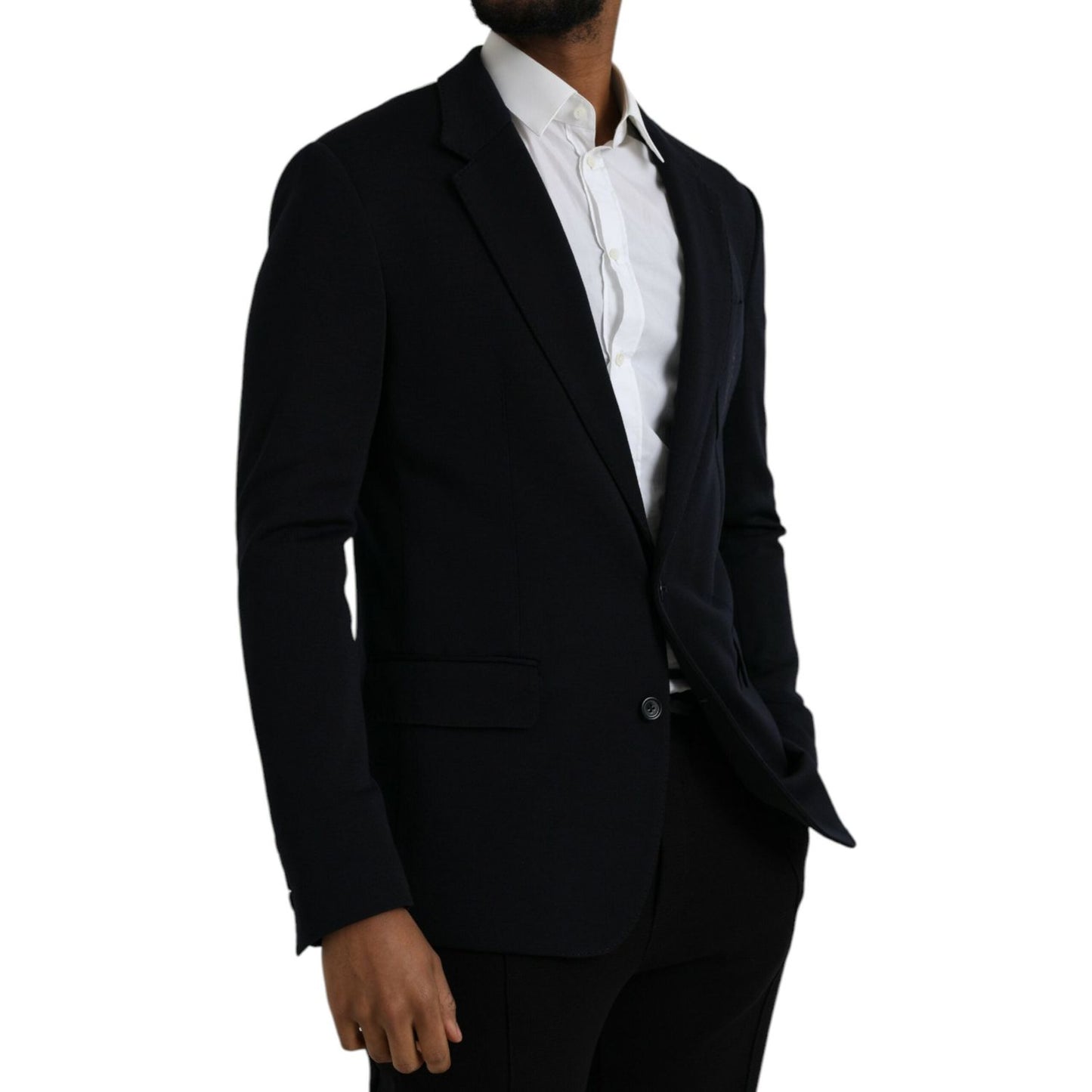 Dolce & Gabbana Black Wool Single Breasted Coat Blazer