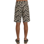 Dolce & Gabbana White Black Striped Cotton Linen Shorts