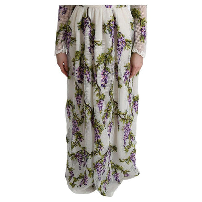 Dolce & Gabbana White Floral Embroidered Maxi Dress