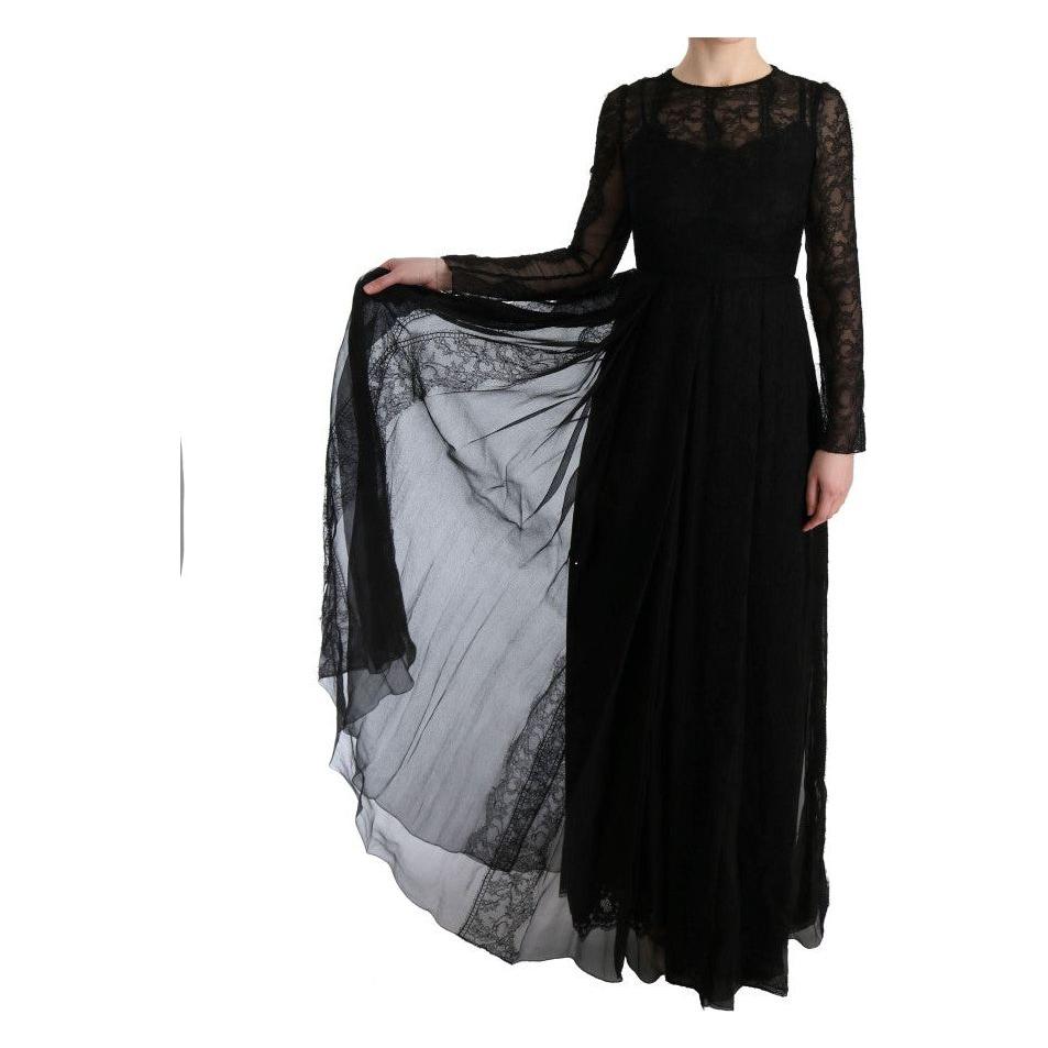 优雅黑色紧身长袖连衣裙