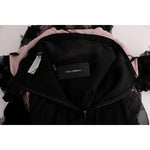 Dolce & Gabbana Black Pink Silk Applique Shift Dress