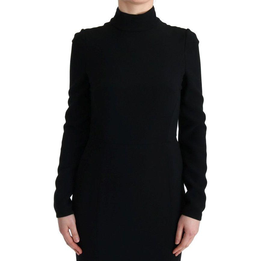 优雅全长黑色紧身礼服