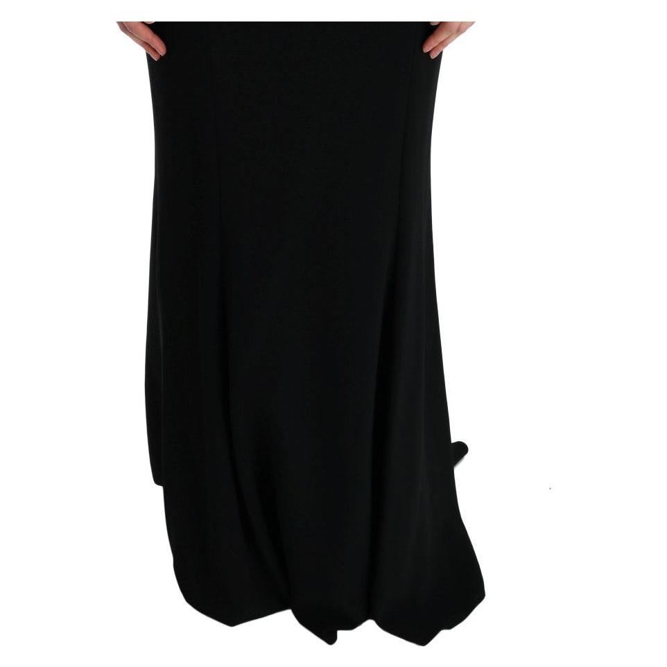 优雅全长黑色紧身礼服