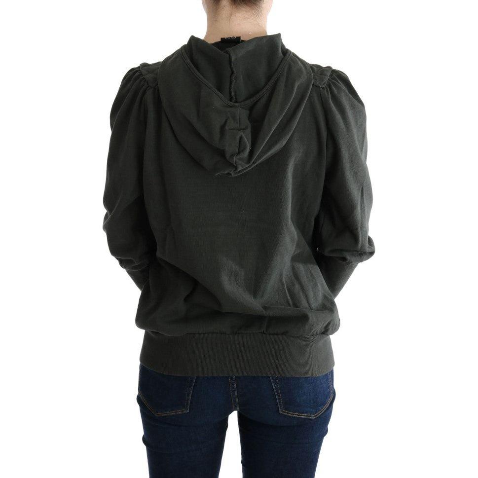 Exte Gray Top Hooded Cotton Zipper Sweater