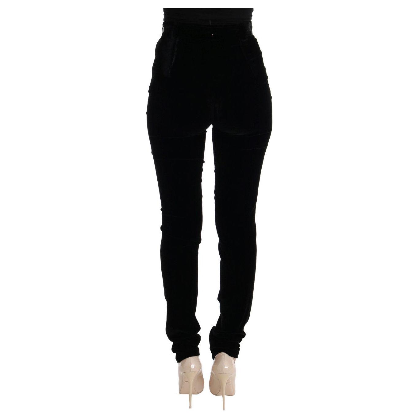 Ermanno Scervino Black Velvet Slim Fit Pants Jeans & Pants